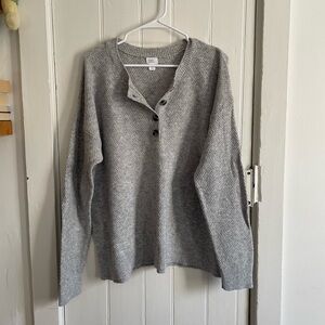 Stars Above Heather Gray Knit Henley Sweater